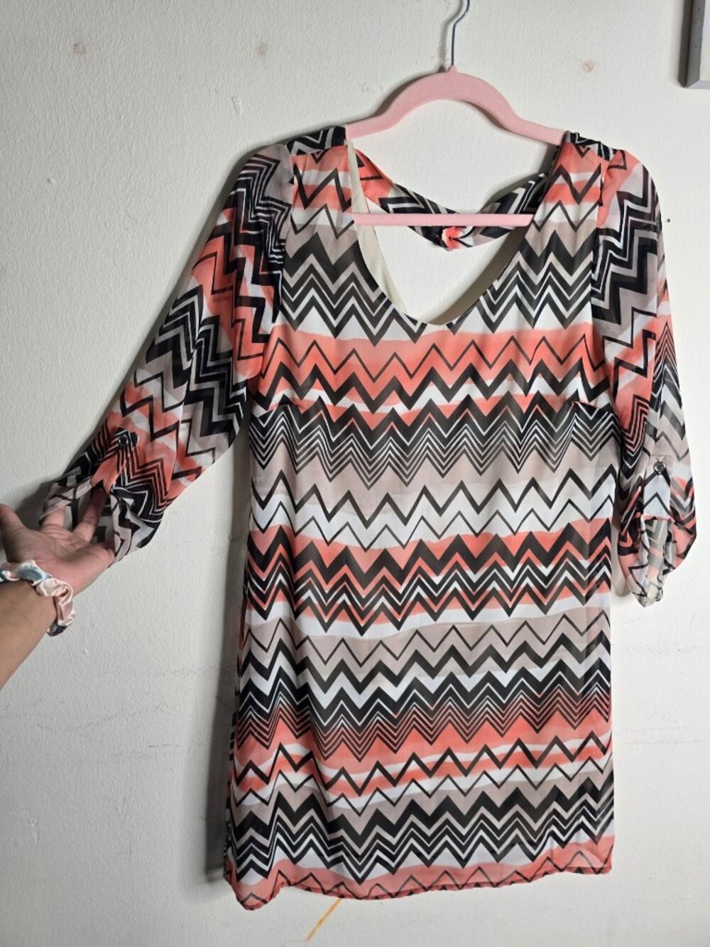 Lily Rose Women Shift Dress Chevron Print  Multicolor Size M Made In USA